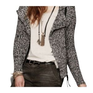 Free People Asymmetrical Marbled Moto Chunky Knit Sweater Size S-P
